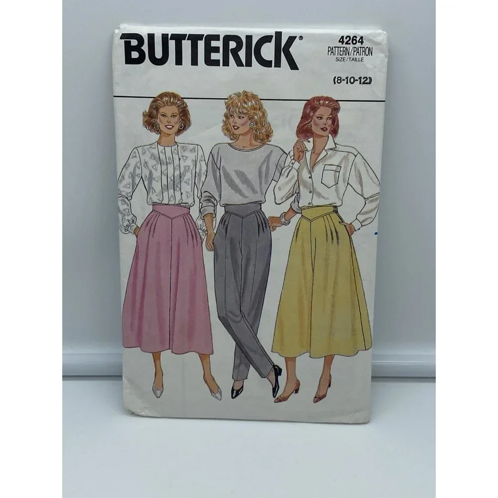 Butterick 4264 Misses' Pants Skirts & Culottes 8 10 12 Uncut FF Vintage 1986